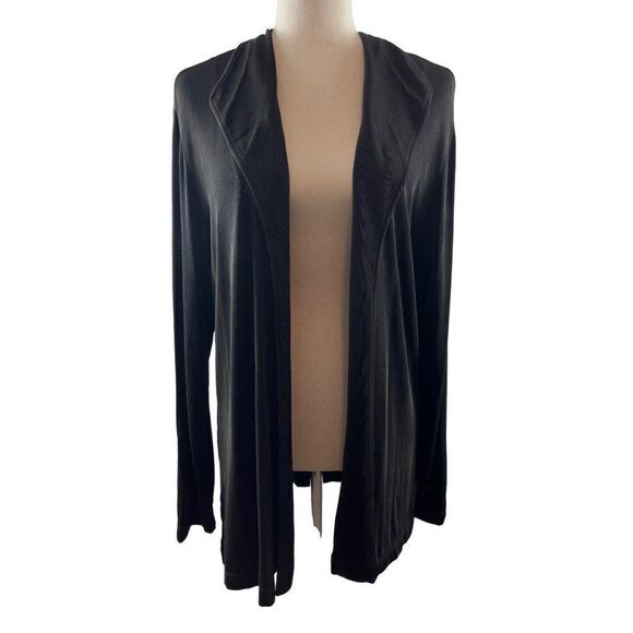 Chico's Sweaters - Chico's Travelers Slinky Acetate Open Cardigan Size 2 Large Chocolate Brown USA